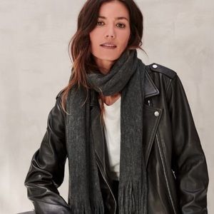 Lucky Brand Solid Brushed Scarf with Long Tassels in Dark Grey